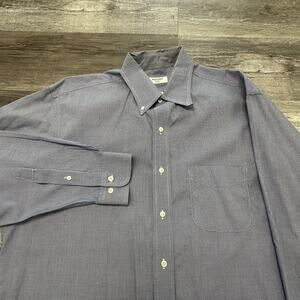 Brooks 346 Houndstooth Blue Mens 16.5 34/35 Non Iron Button Down Dress Shirt